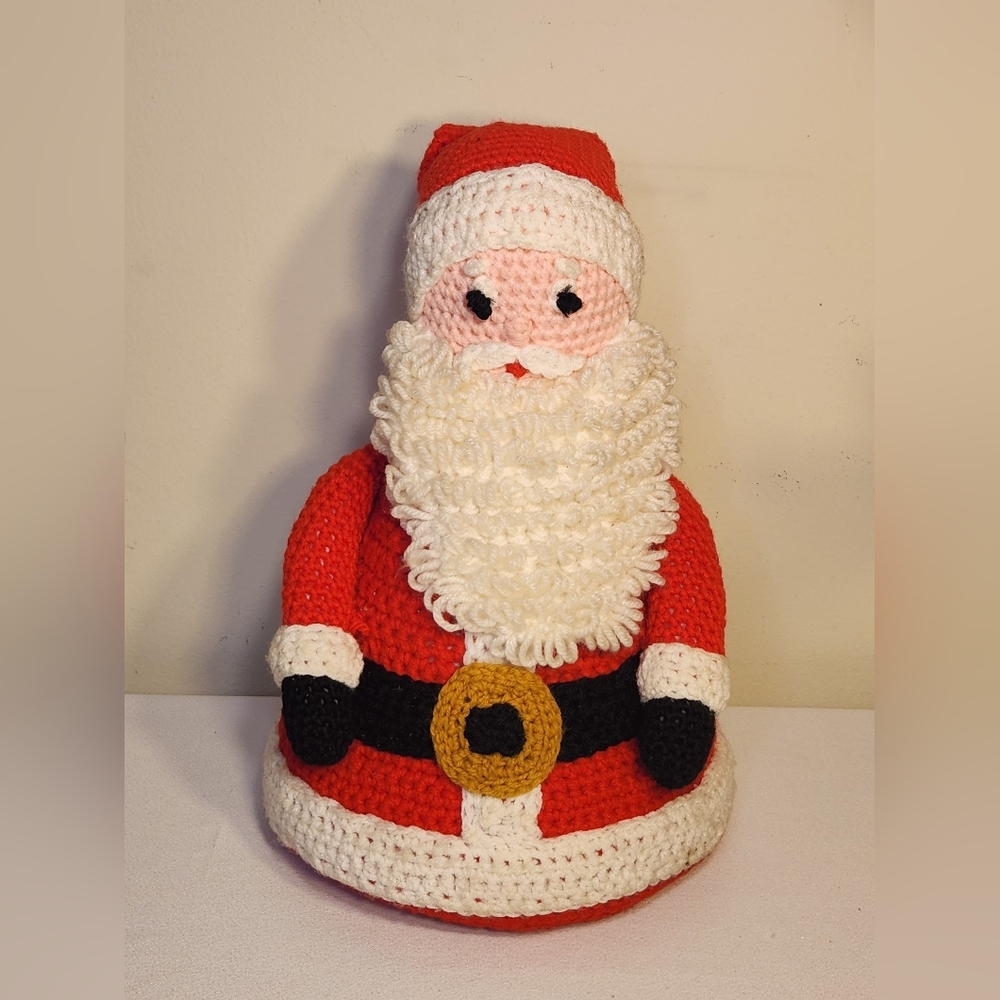 Vintage 14" Crochet Santa Claus Christmas Decoration